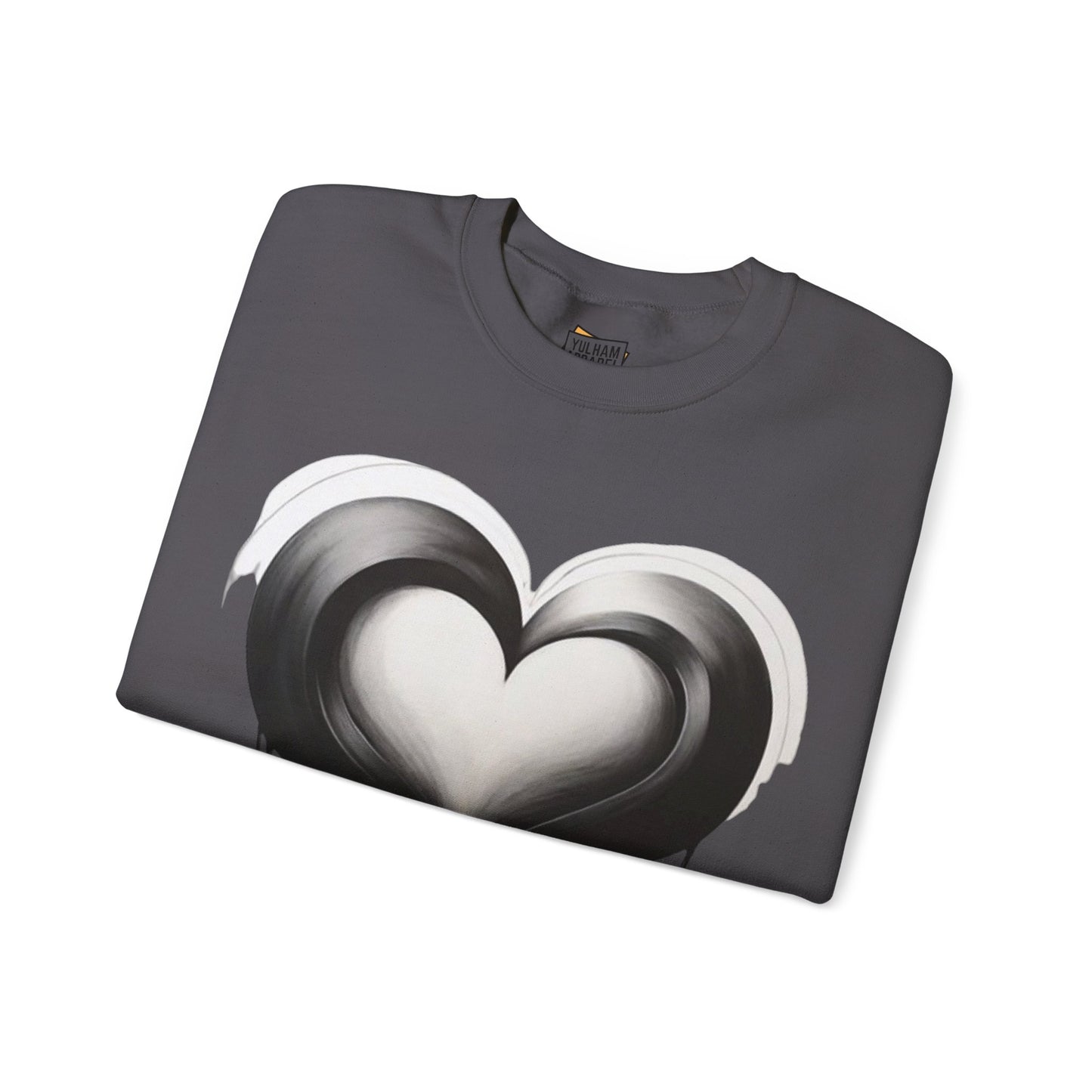 Black and White Love Heart - Unisex Crewneck Sweatshirt