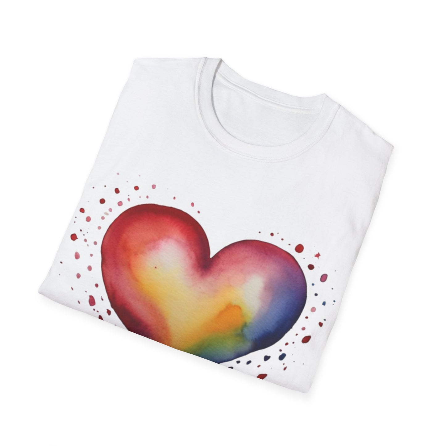 Colourful Watercolour Style Love Heart - Unisex T-Shirt