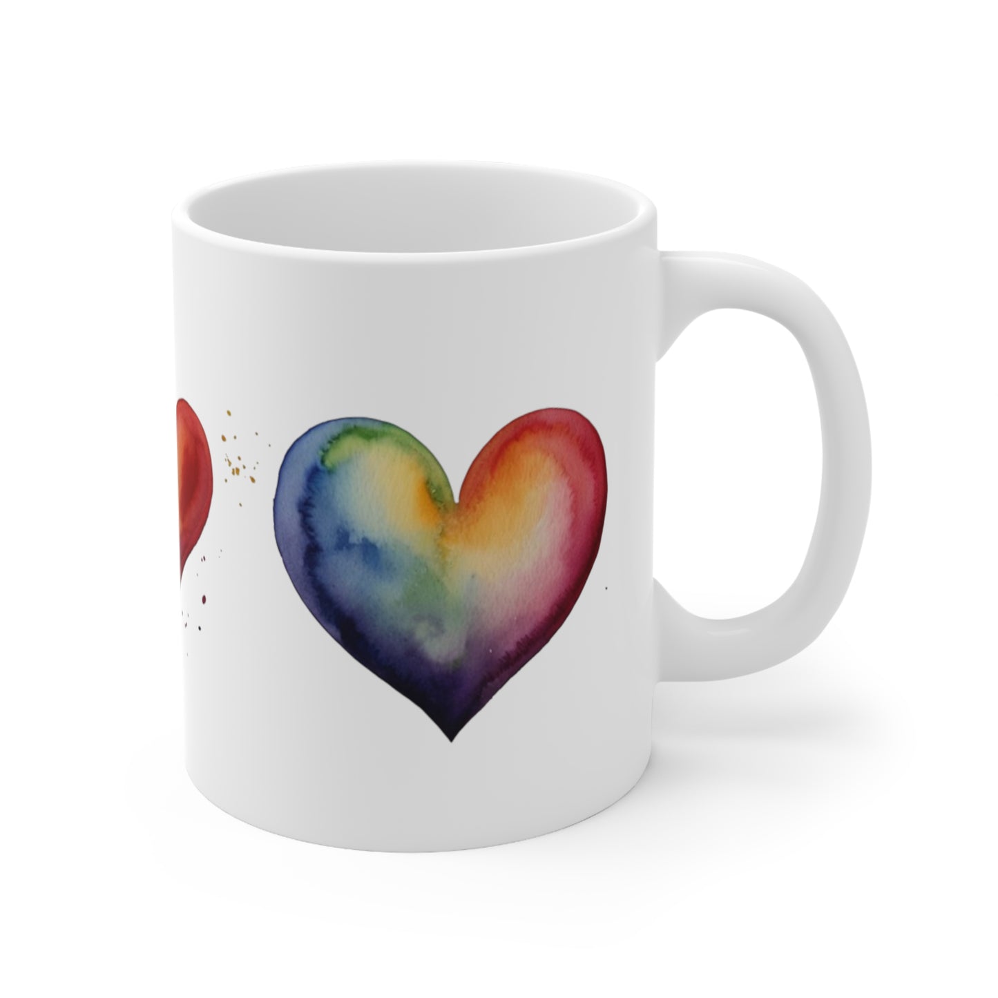 Watercolour Style Love Hearts Mug - Ceramic Coffee Mug 11oz