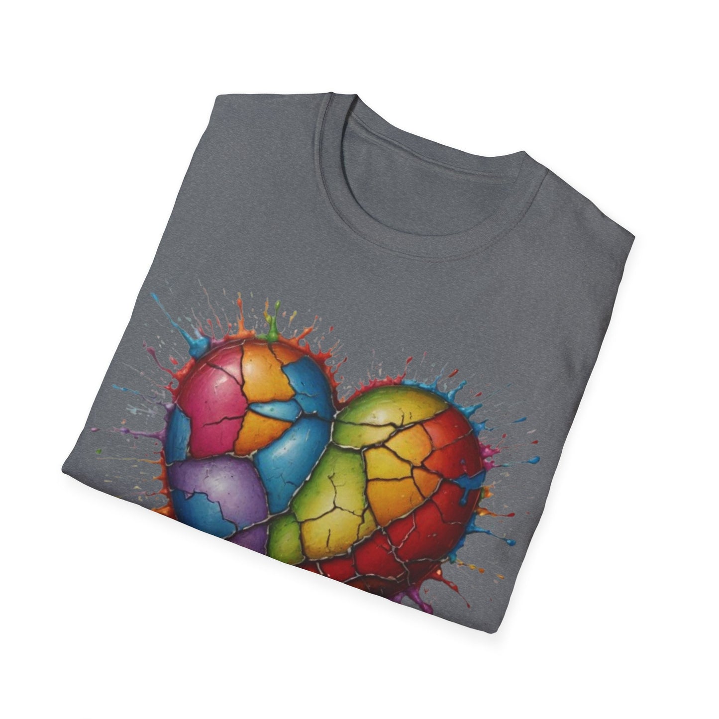 Colourful Messy Cracked Love Heart - Unisex T-Shirt