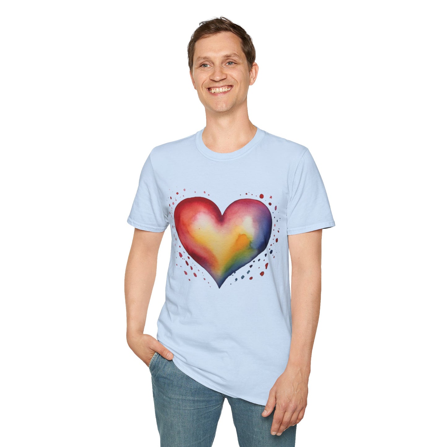 Colourful Watercolour Style Love Heart - Unisex T-Shirt