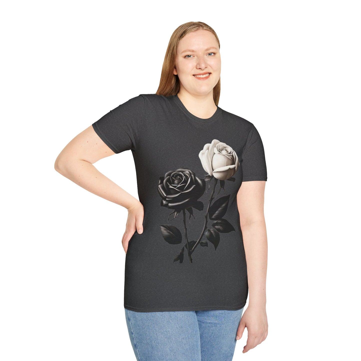 Black and White Rose - Unisex T-Shirt