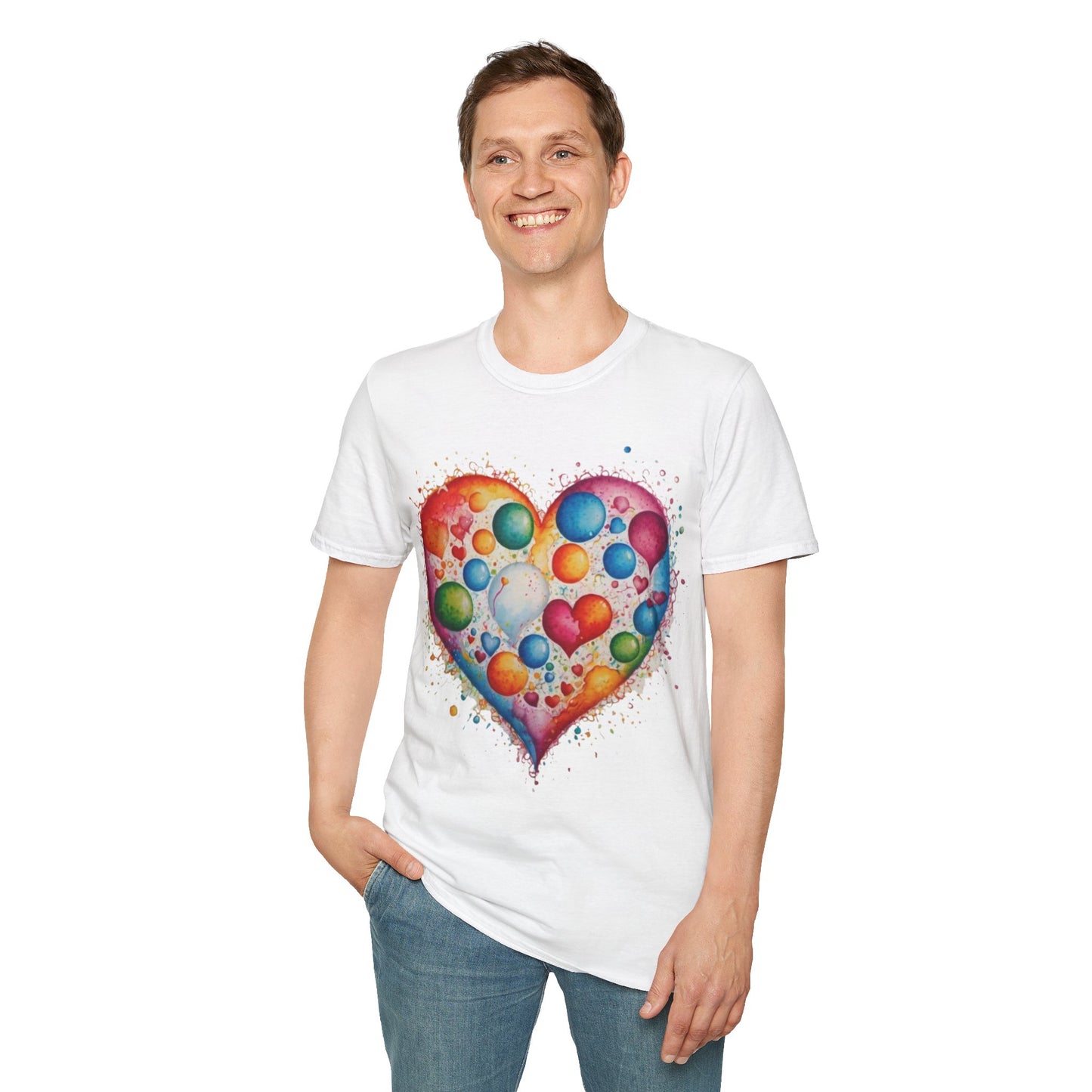 Colourful Messy Bubbles Love Heart - Unisex T-Shirt