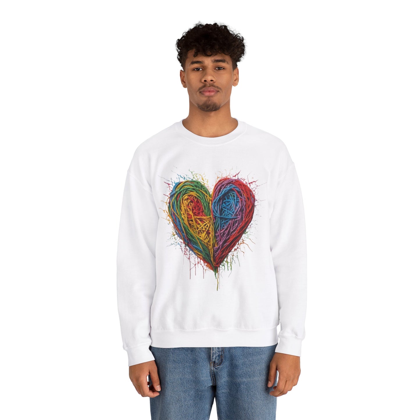 Multicoloured Scoubidou Love Heart - Unisex Crewneck Sweatshirt