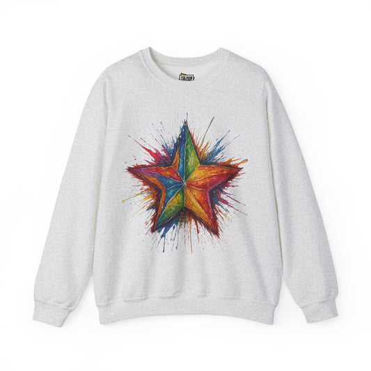 Burning Multicoloured Star - Unisex Crewneck Sweatshirt