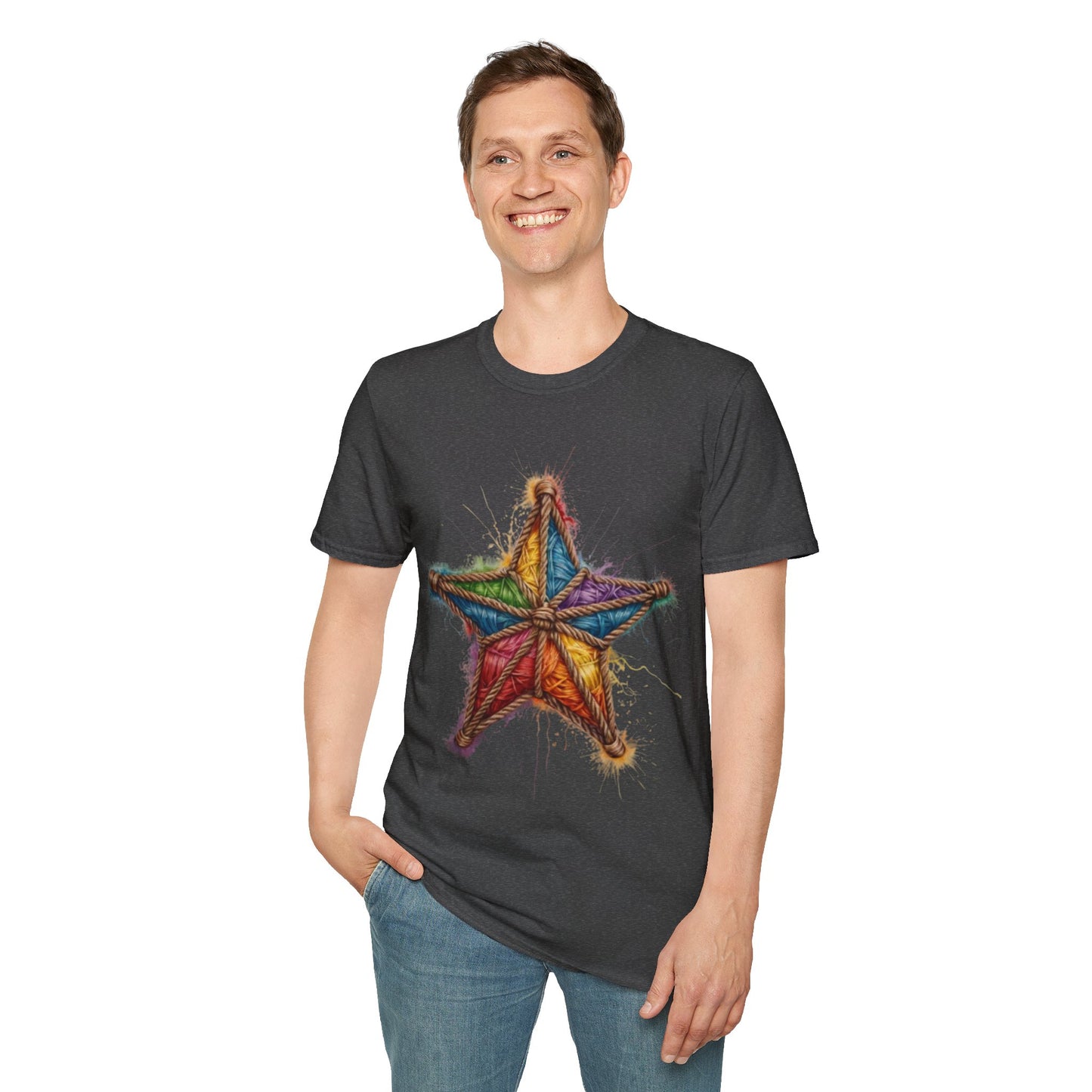 Multicoloured Star Rope Pattern - Unisex T-Shirt