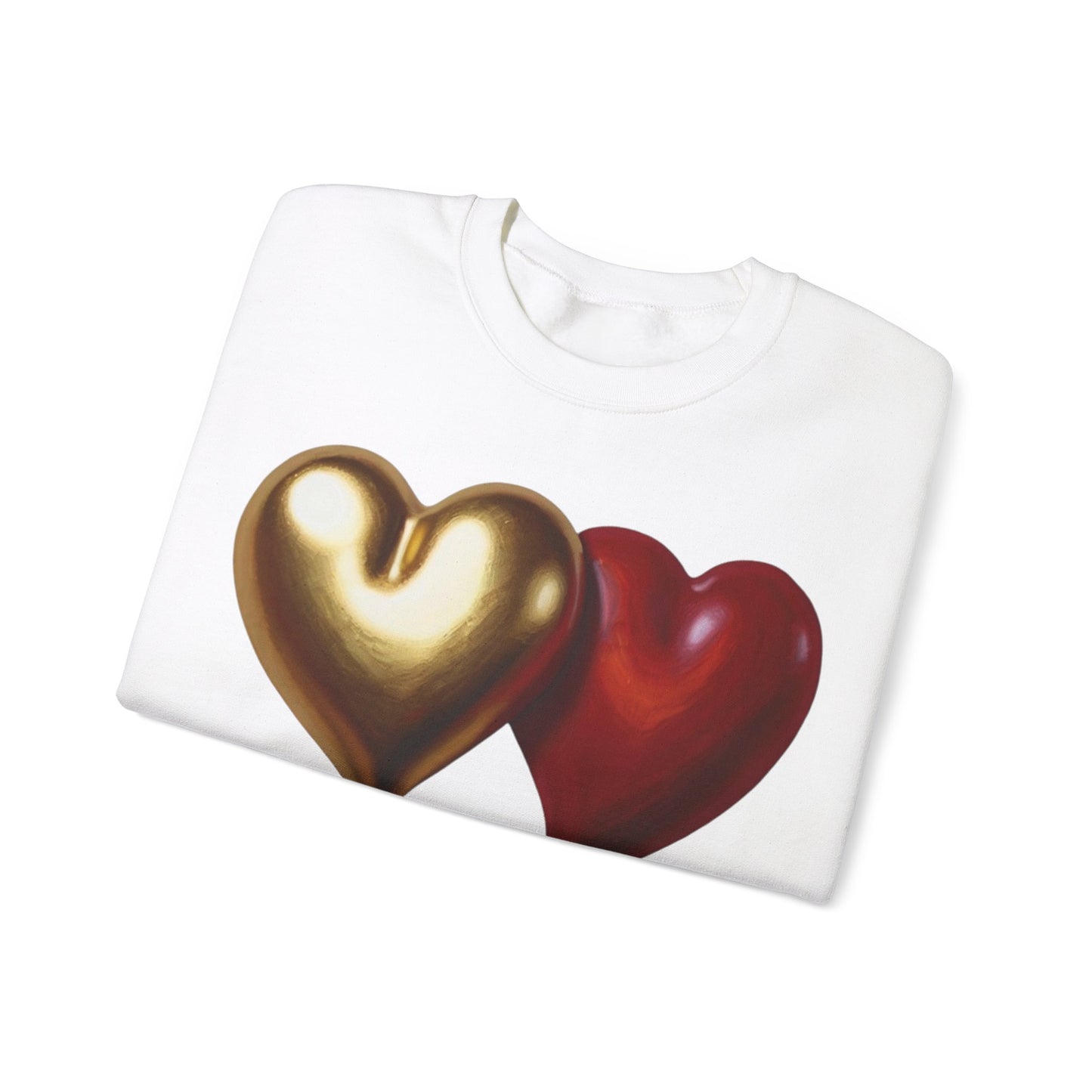 Gold And Red Love Heart - Unisex Crewneck Sweatshirt