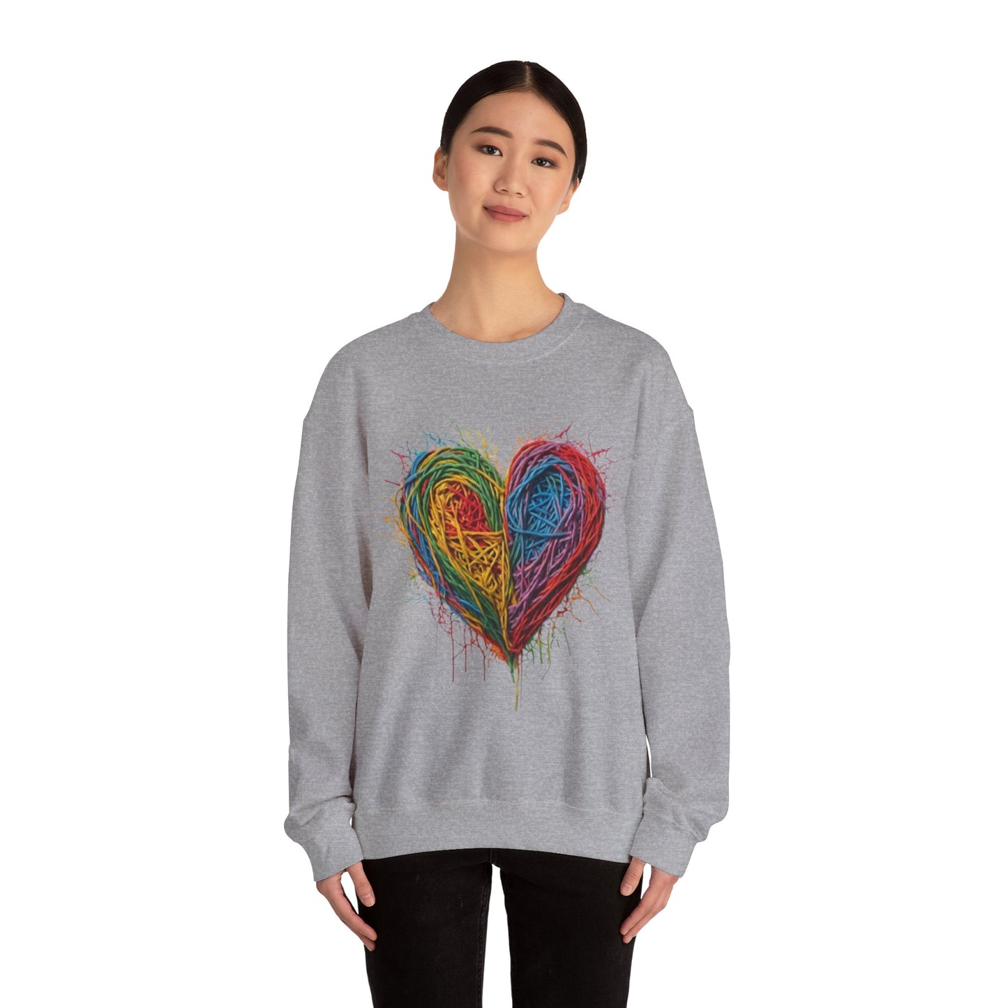 Multicoloured Scoubidou Love Heart - Unisex Crewneck Sweatshirt