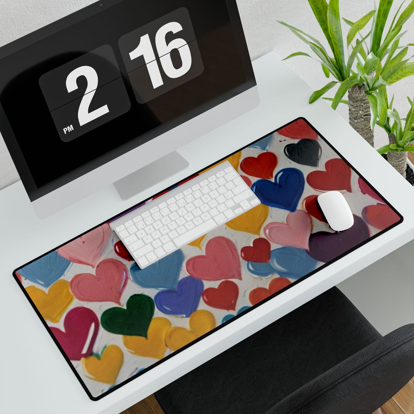 Colourful Paint Style Love Hearts - Desk Mats