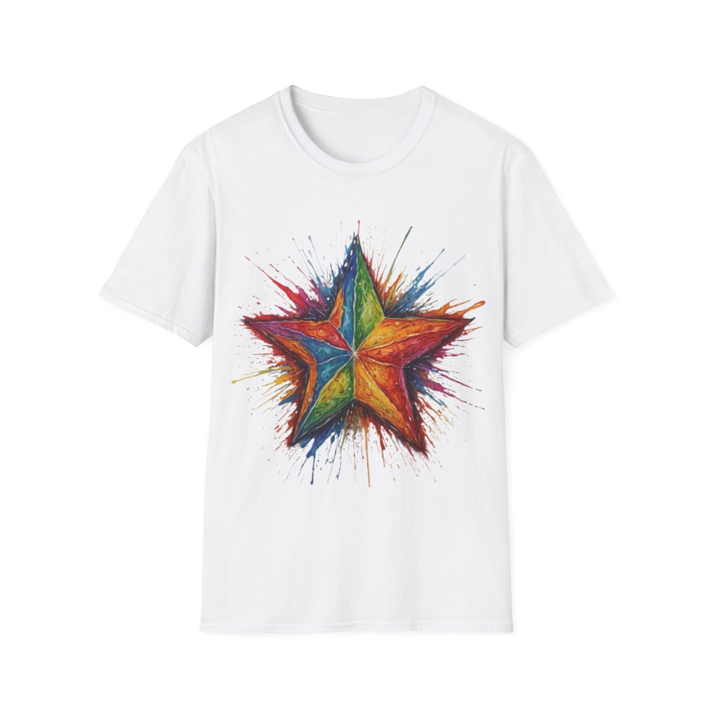 Burning Multicoloured Star - Unisex T-Shirt