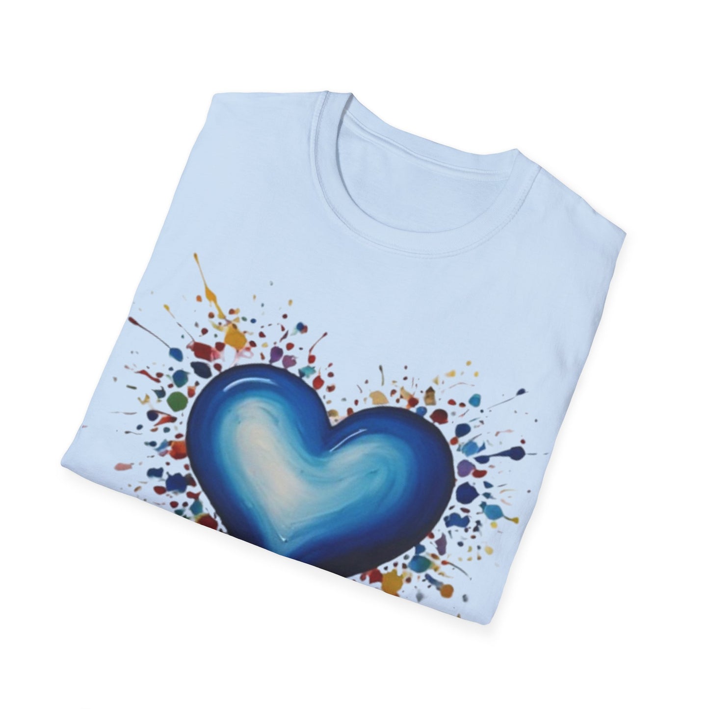 Messy Splatter Blue Love Heart - Unisex T-Shirt