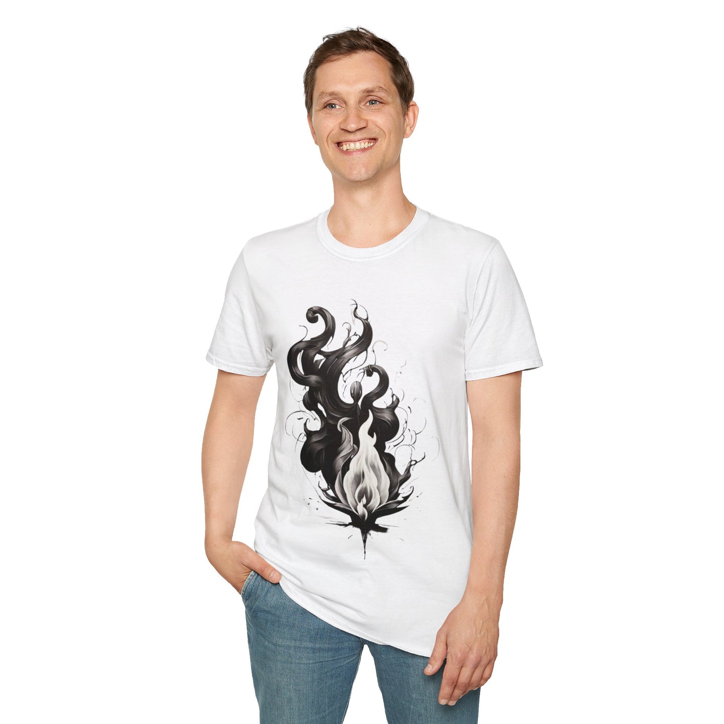 Black and White Flame - Unisex T-Shirt