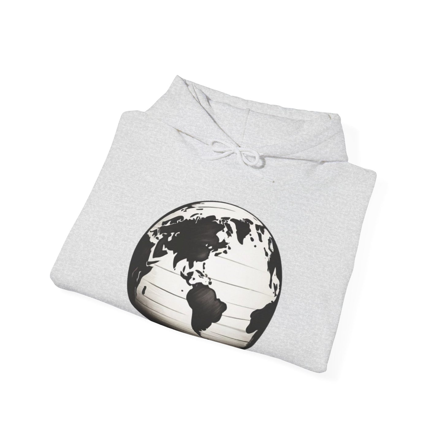 Black and White Earth Sphere - Unisex Hooded Sweatshirt