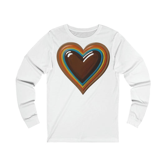 Colourful Brown Love Heart - Unisex Jersey Long Sleeve Tee