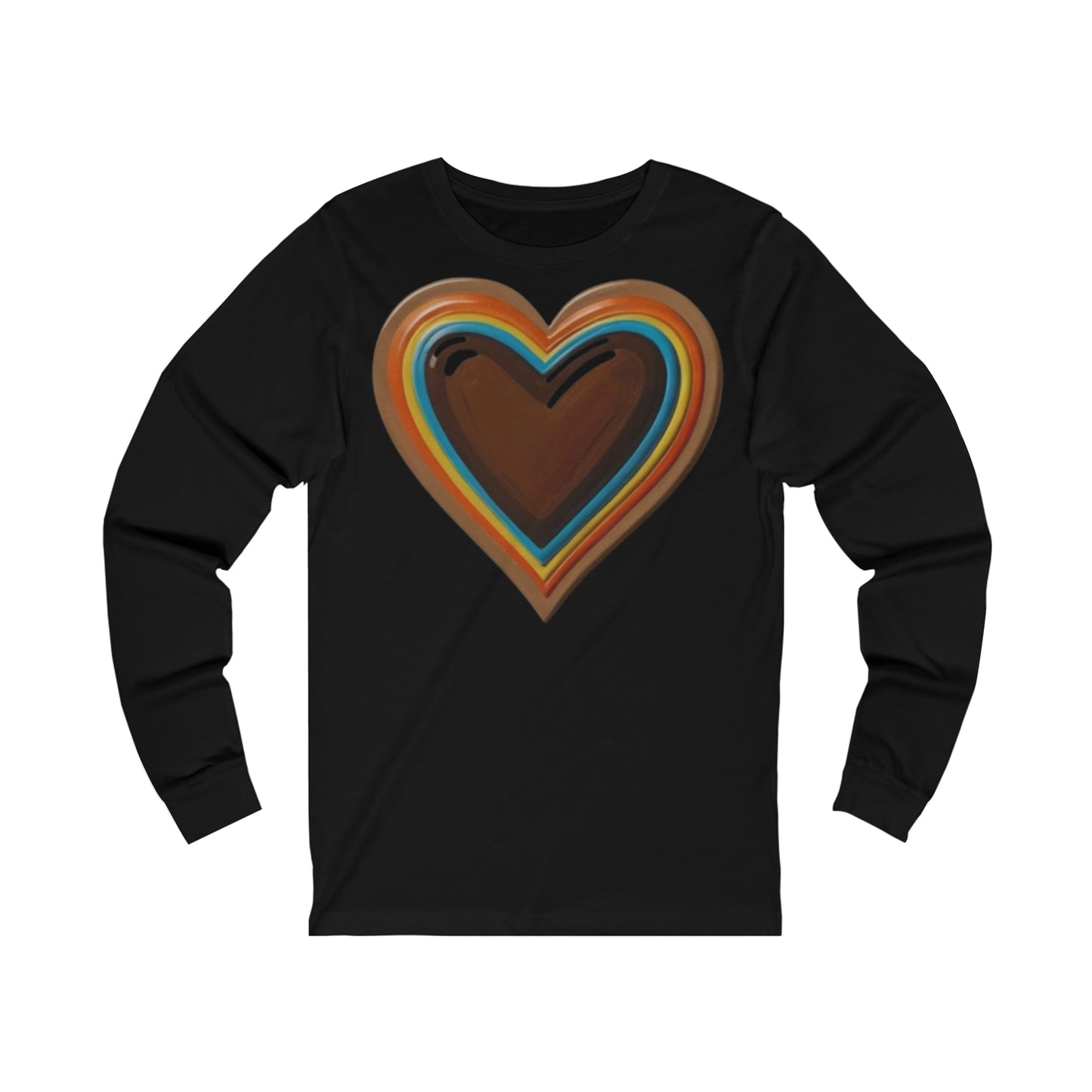 Colourful Brown Love Heart - Unisex Jersey Long Sleeve Tee