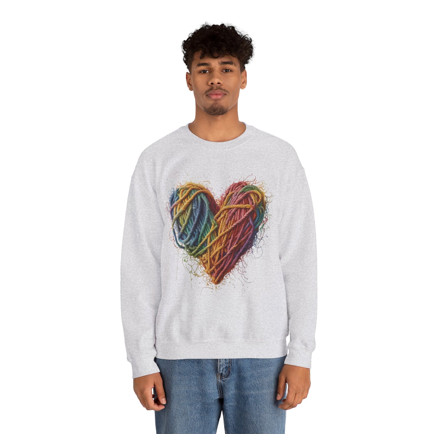 Multicoloured Ropes Love Heart - Unisex Crewneck Sweatshirt