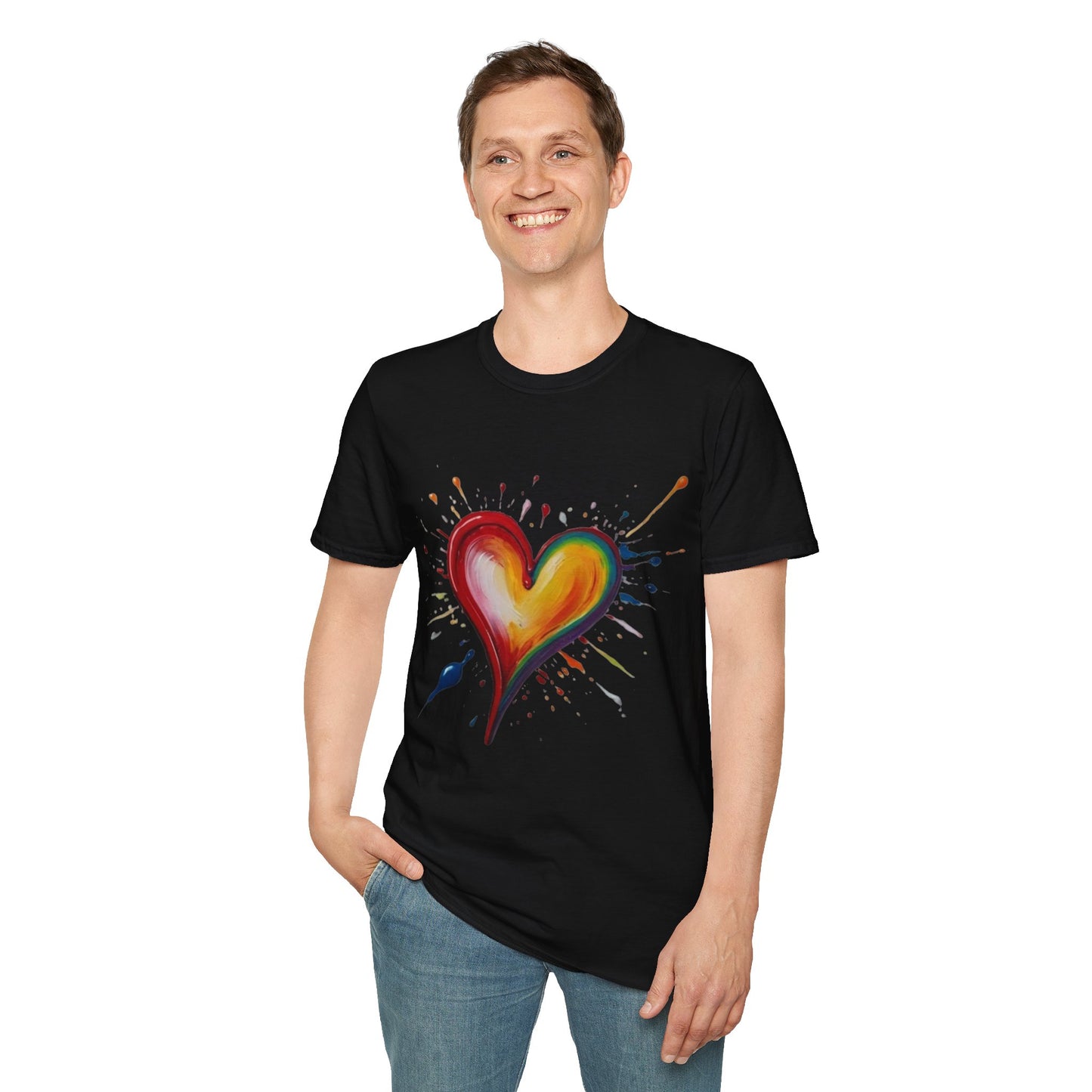 Messy Painted Colourful Slanted Love Heart - Unisex T-Shirt