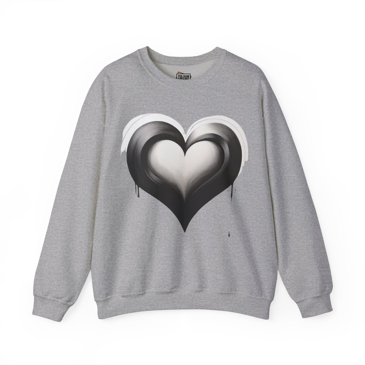 Black and White Love Heart - Unisex Crewneck Sweatshirt