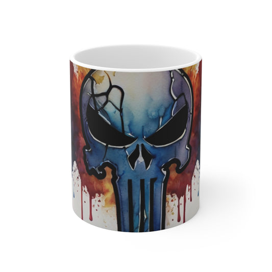 Watercolour Splatter Punisher Logo Symbol Mug - Ceramic Coffee Mug 11oz