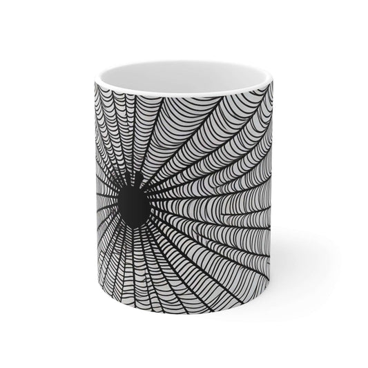 Black and White Spiderweb Mug - Ceramic Coffee Mug 11oz