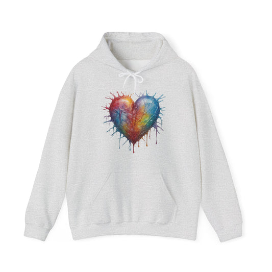 Colourful Messy Frozen Love Heart - Unisex Hooded Sweatshirt