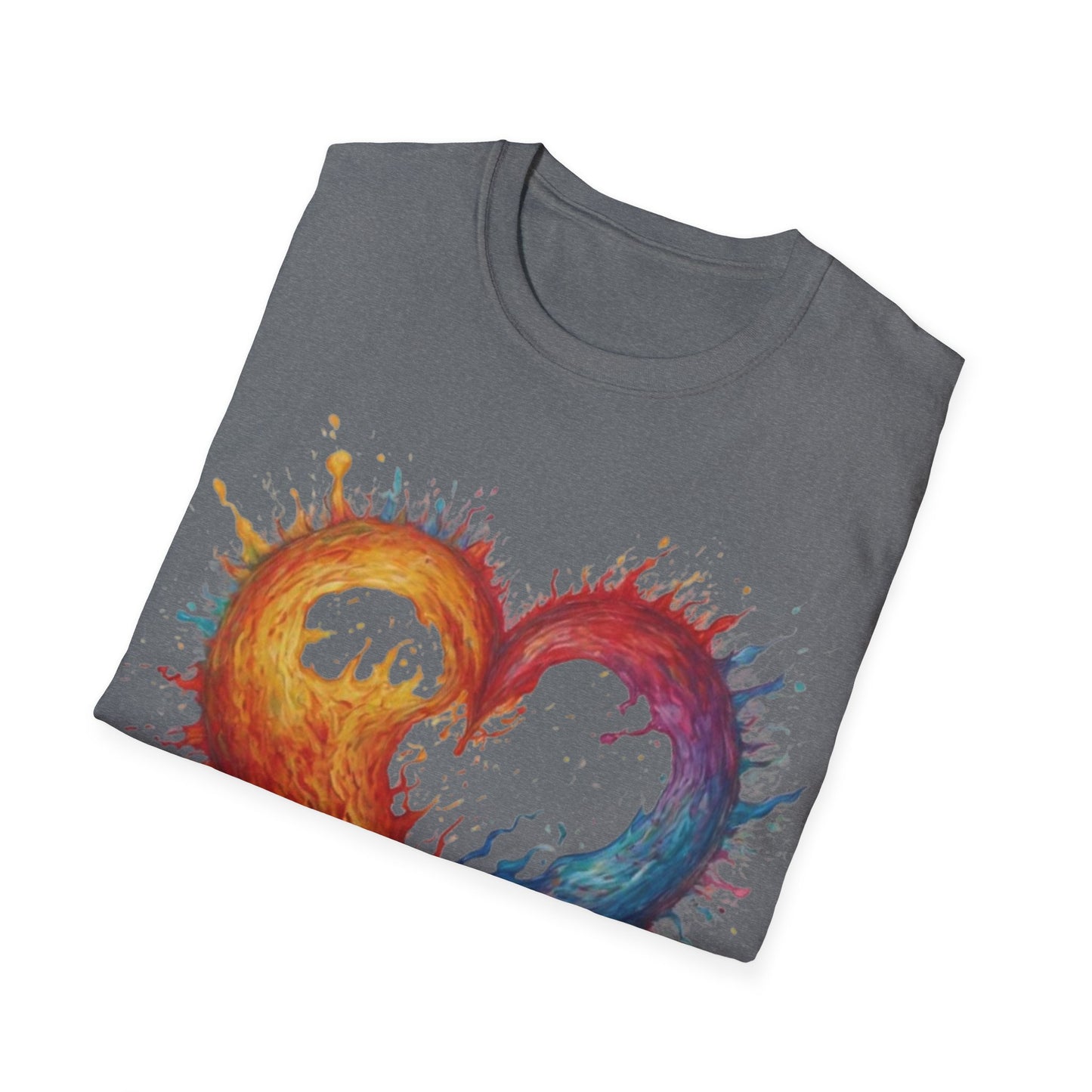 Colourful Burning Love Heart - Unisex T-Shirt