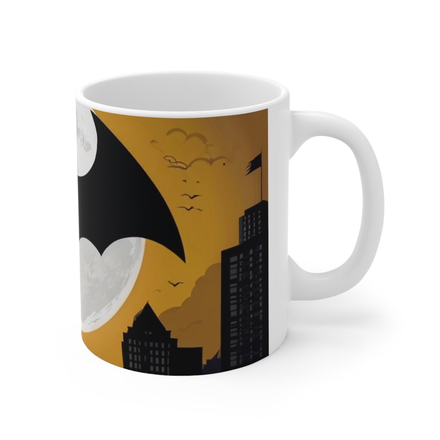 Yellow Background Bat Signal Mug - Ceramic Coffee Mug 11oz