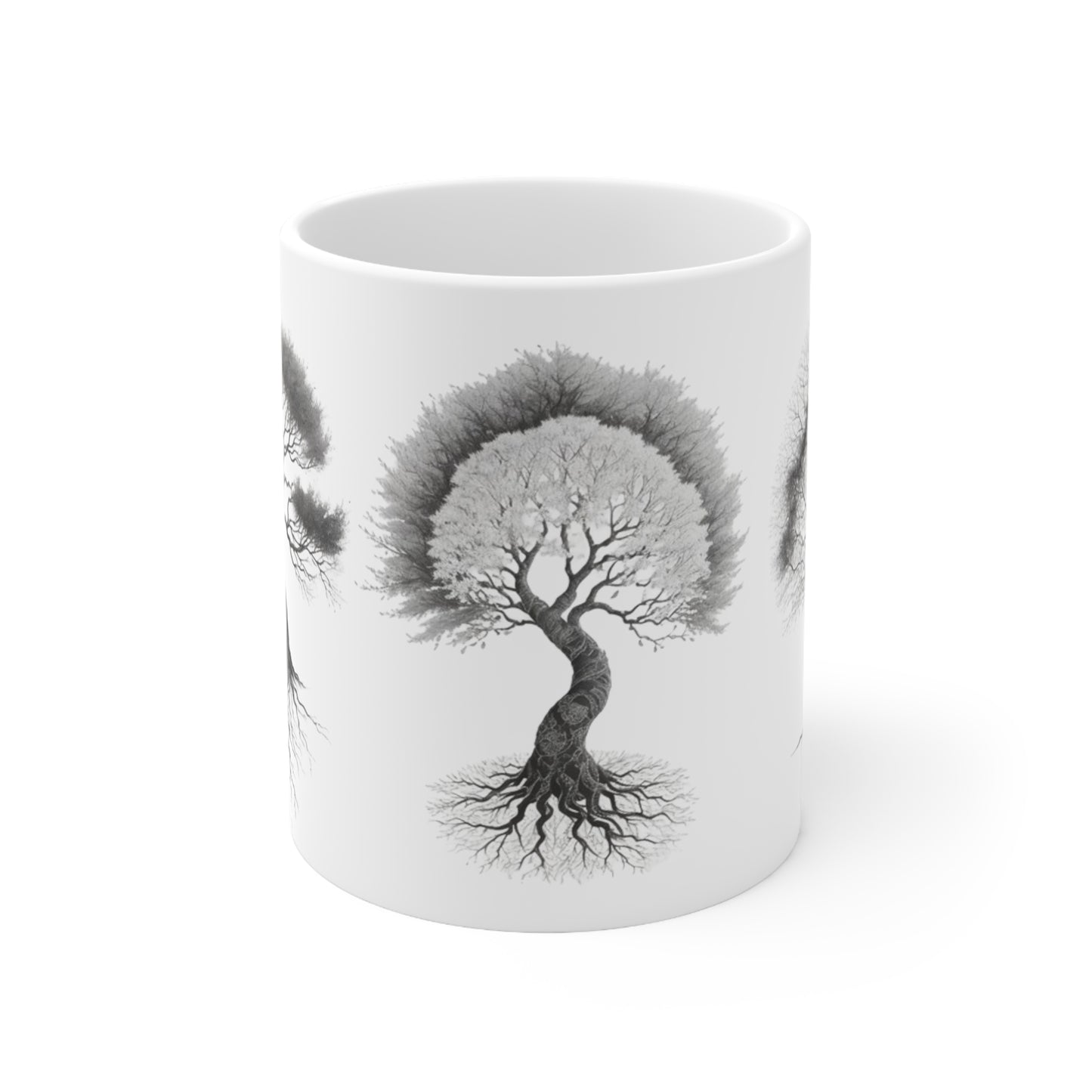 Black and White Crooked Trees Mug - Ceramic Coffee Mug 11oz