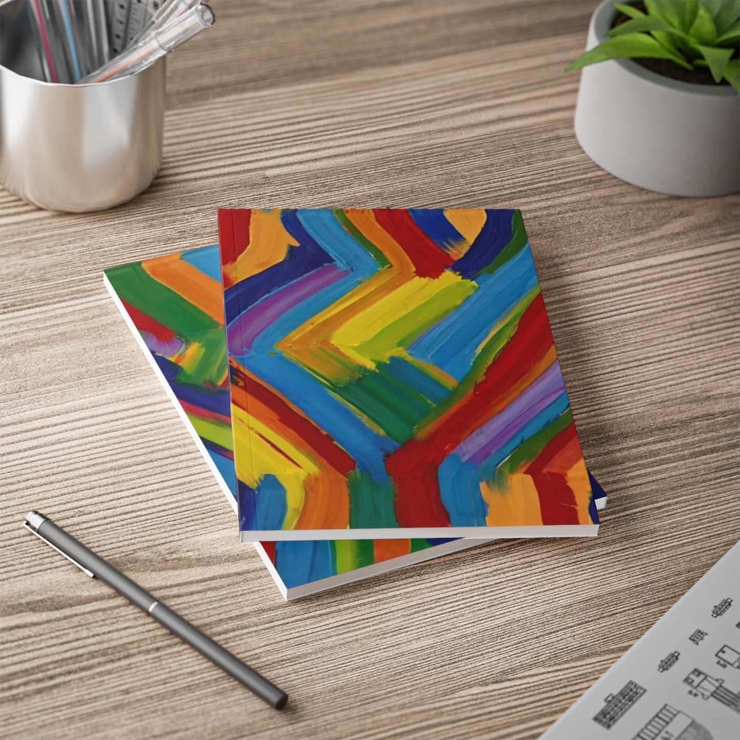 Messy Paint Zigzags - Softcover Notebook, A5