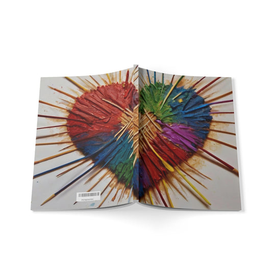 Colourful Toothpicks Love Heart - Softcover Notebook, A5