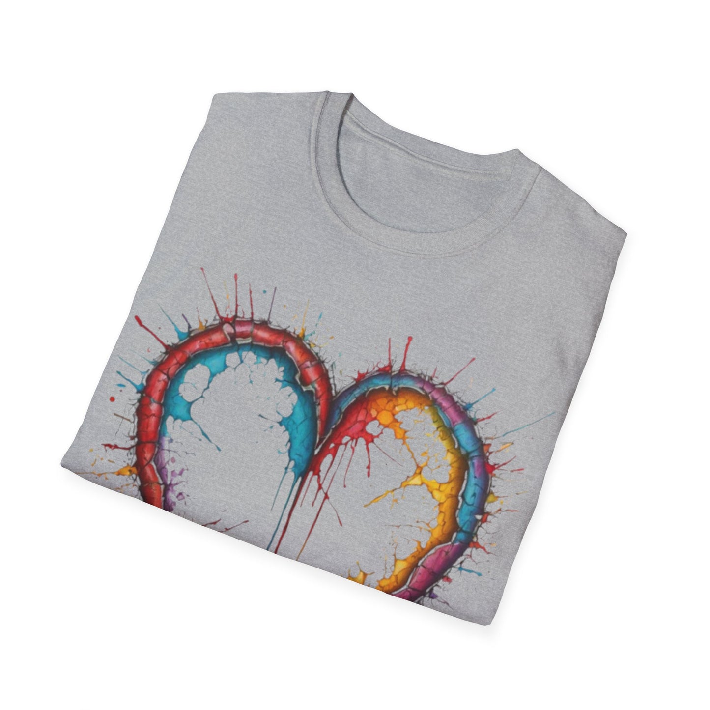 Hollow Colourful Messy Love Heart - Unisex T-Shirt