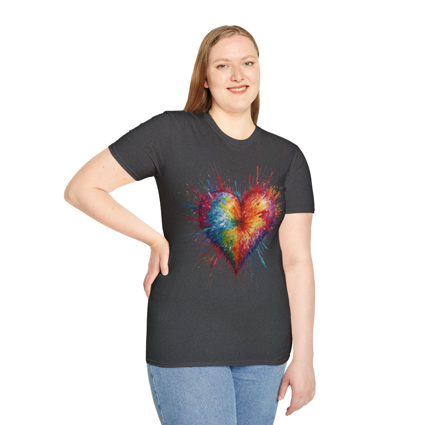 Colourful Messy Exploding Love Heart - Unisex T-Shirt