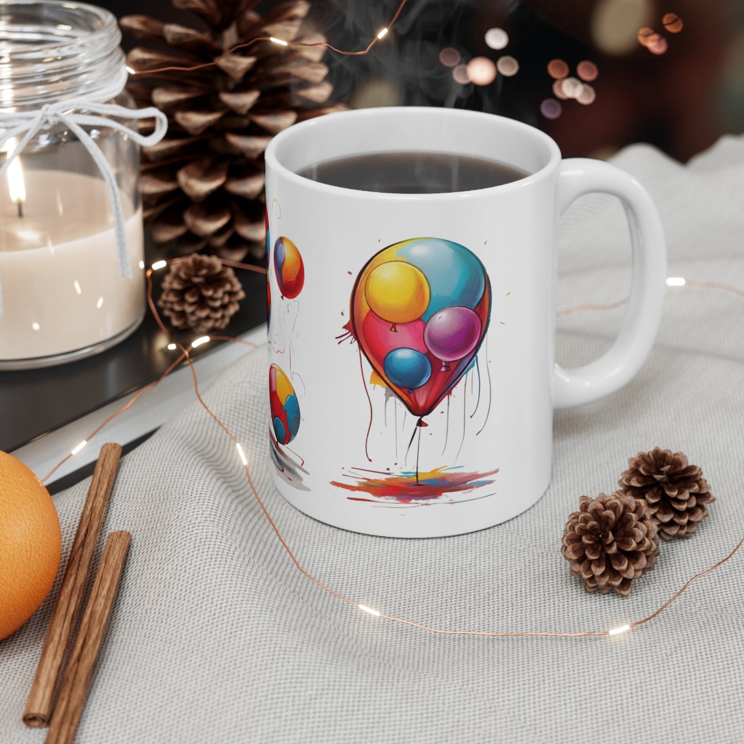 Colourful Balloons Mug - Ceramic Coffee Mug 11oz