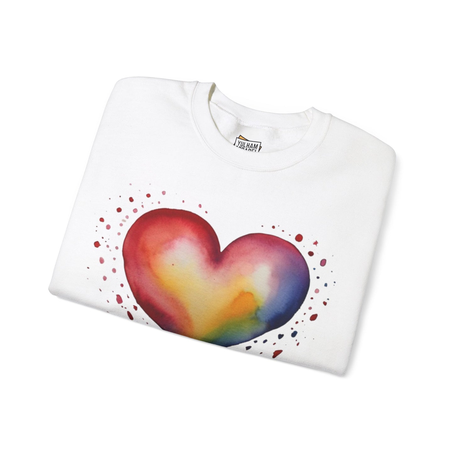 Colourful Watercolour Style Love Heart - Unisex Crewneck Sweatshirt