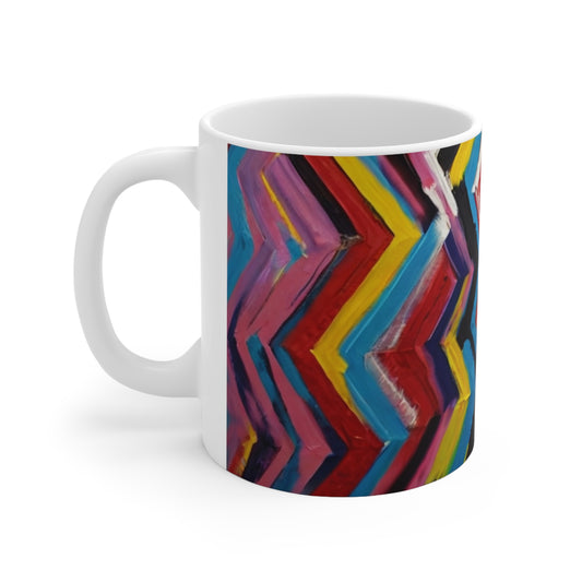 Multicoloured Zigzags Mug - Ceramic Coffee Mug 11oz