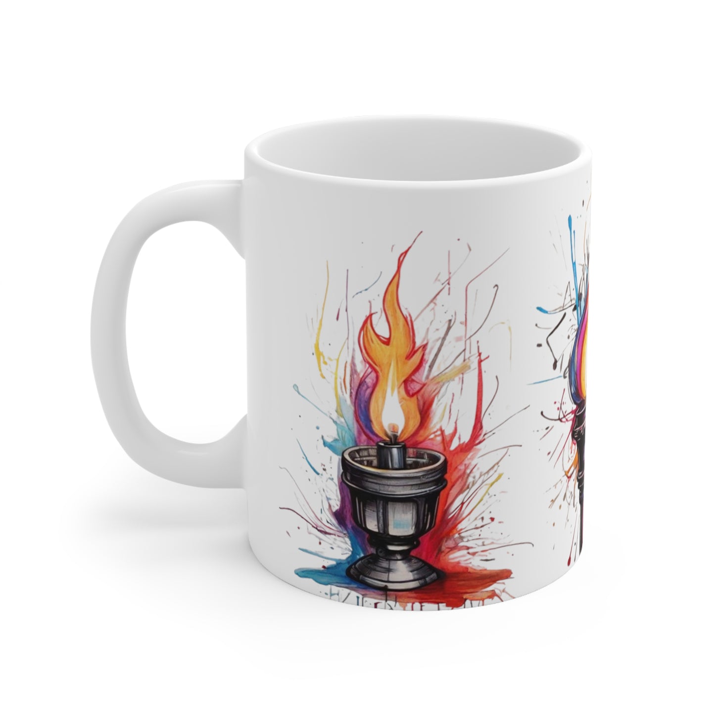 Colourful Torch Flames Mug - Ceramic Coffee Mug 11oz