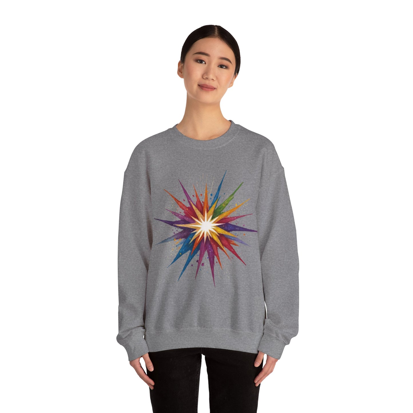 Colourful Exploding Star - Unisex Crewneck Sweatshirt