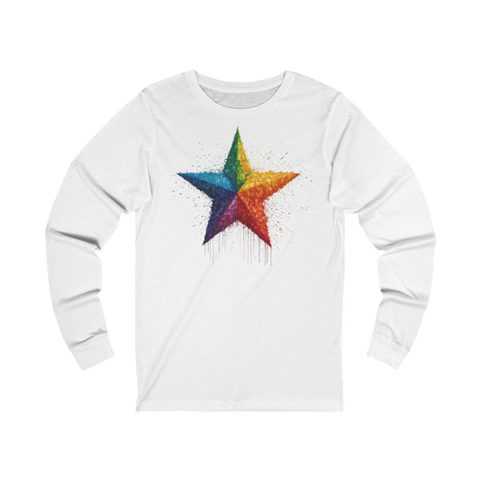 Multicoloured Pixelated Star - Unisex Long Sleeve T-Shirt