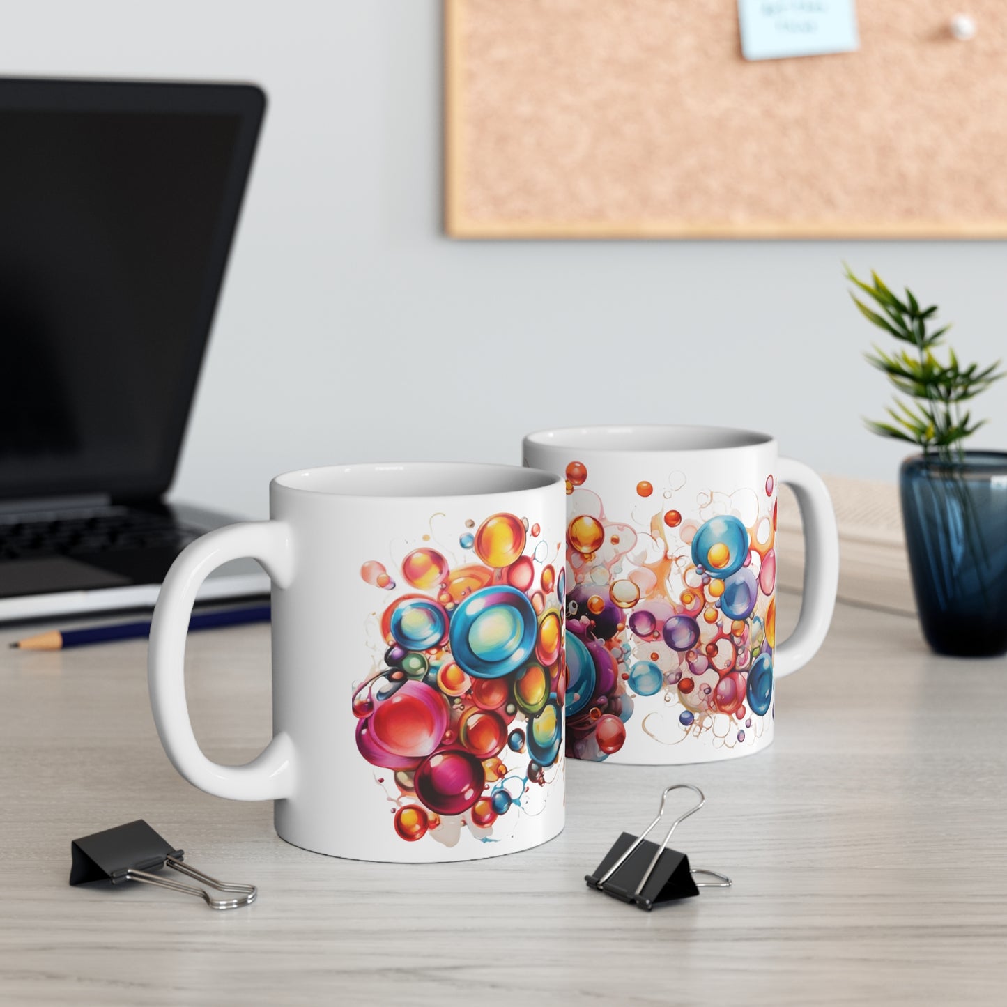 Messy Colourful Bubbles Mug - Ceramic Coffee Mug 11oz