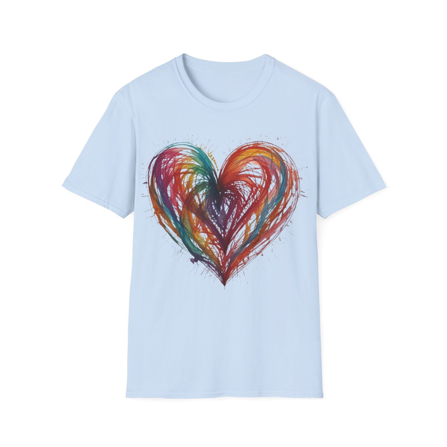 Colourful Messy Lines Transparent Love Heart - Unisex T-Shirt