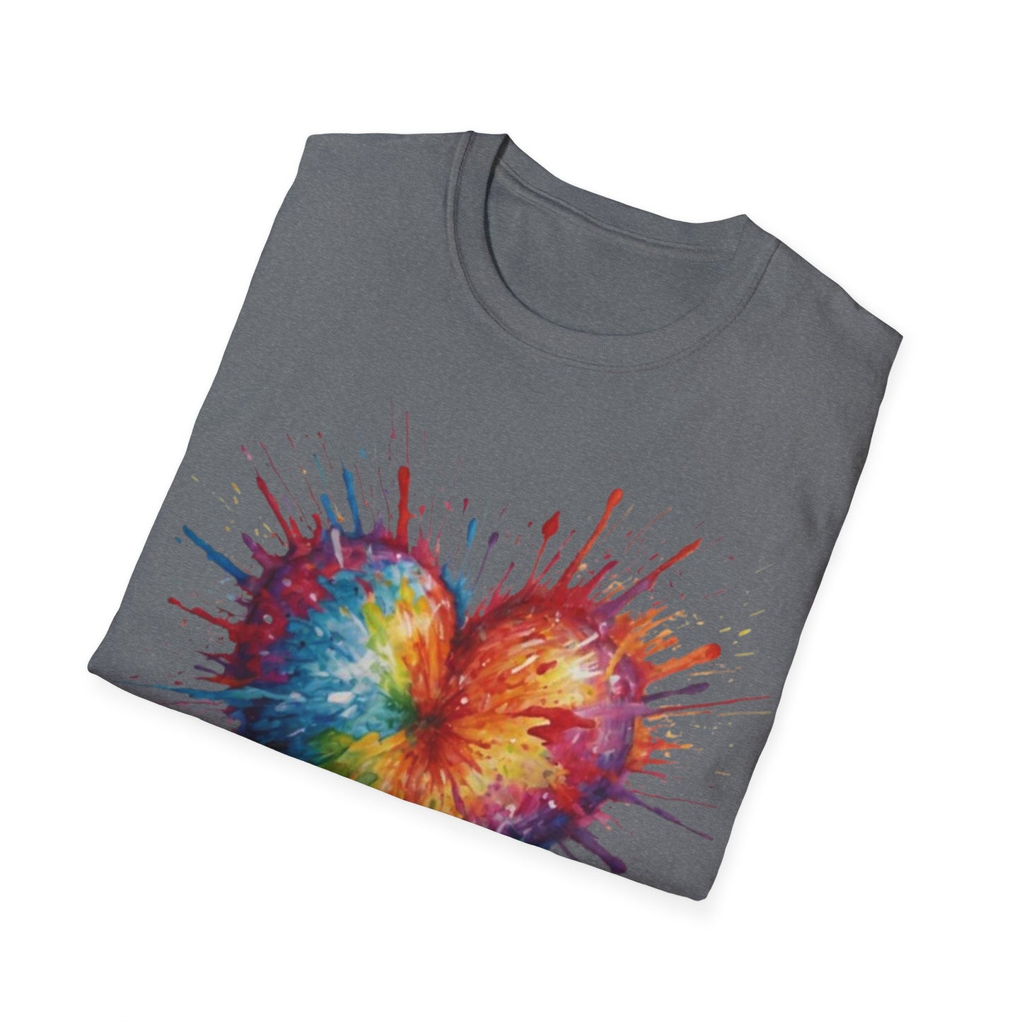 Colourful Messy Exploding Love Heart - Unisex T-Shirt