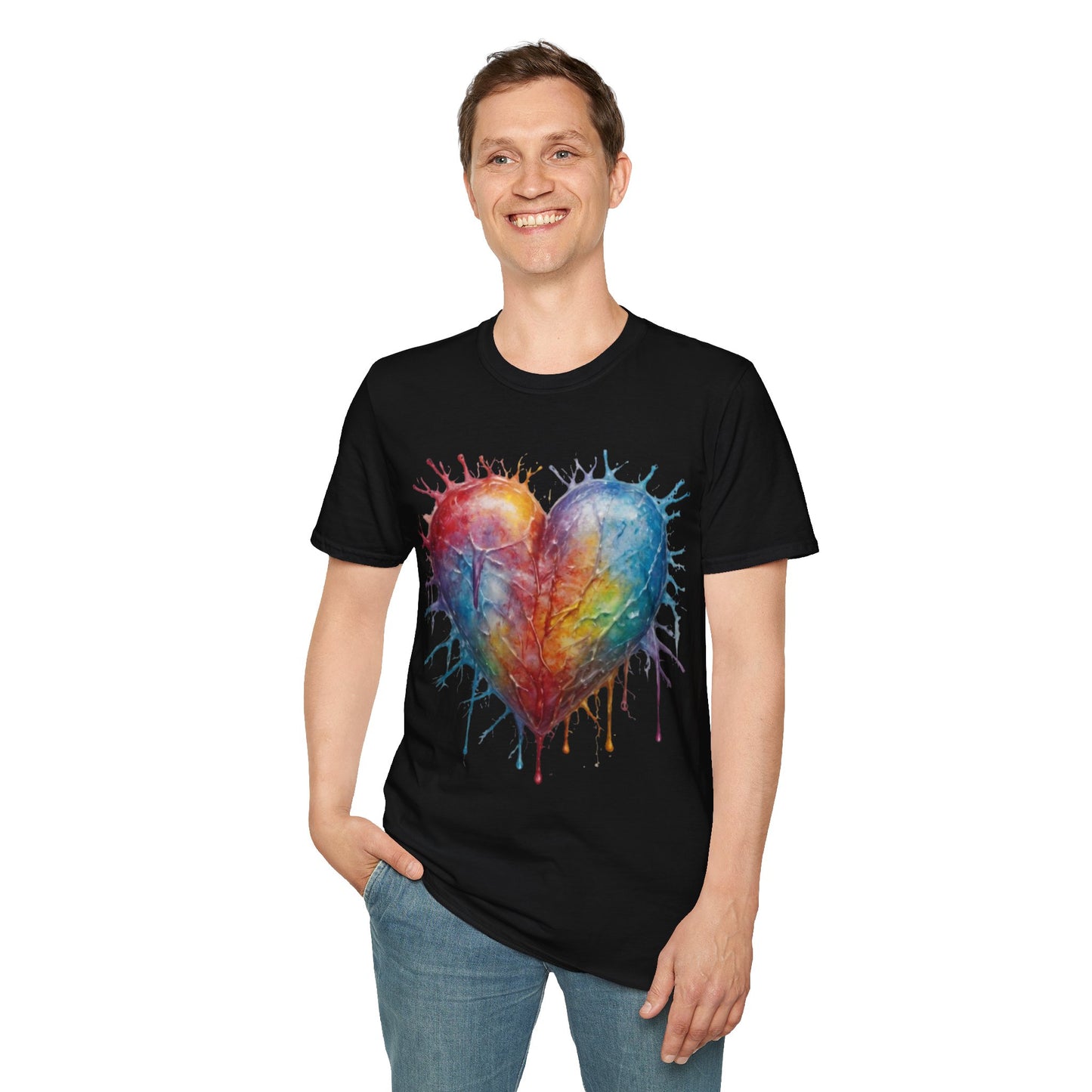 Colourful Messy Frozen Love Heart - Unisex T-Shirt