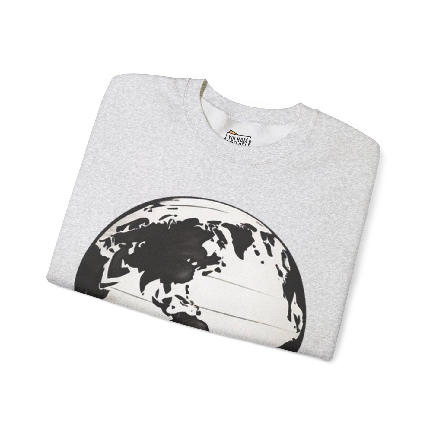 Black and White Earth Sphere - Unisex Crewneck Sweatshirt