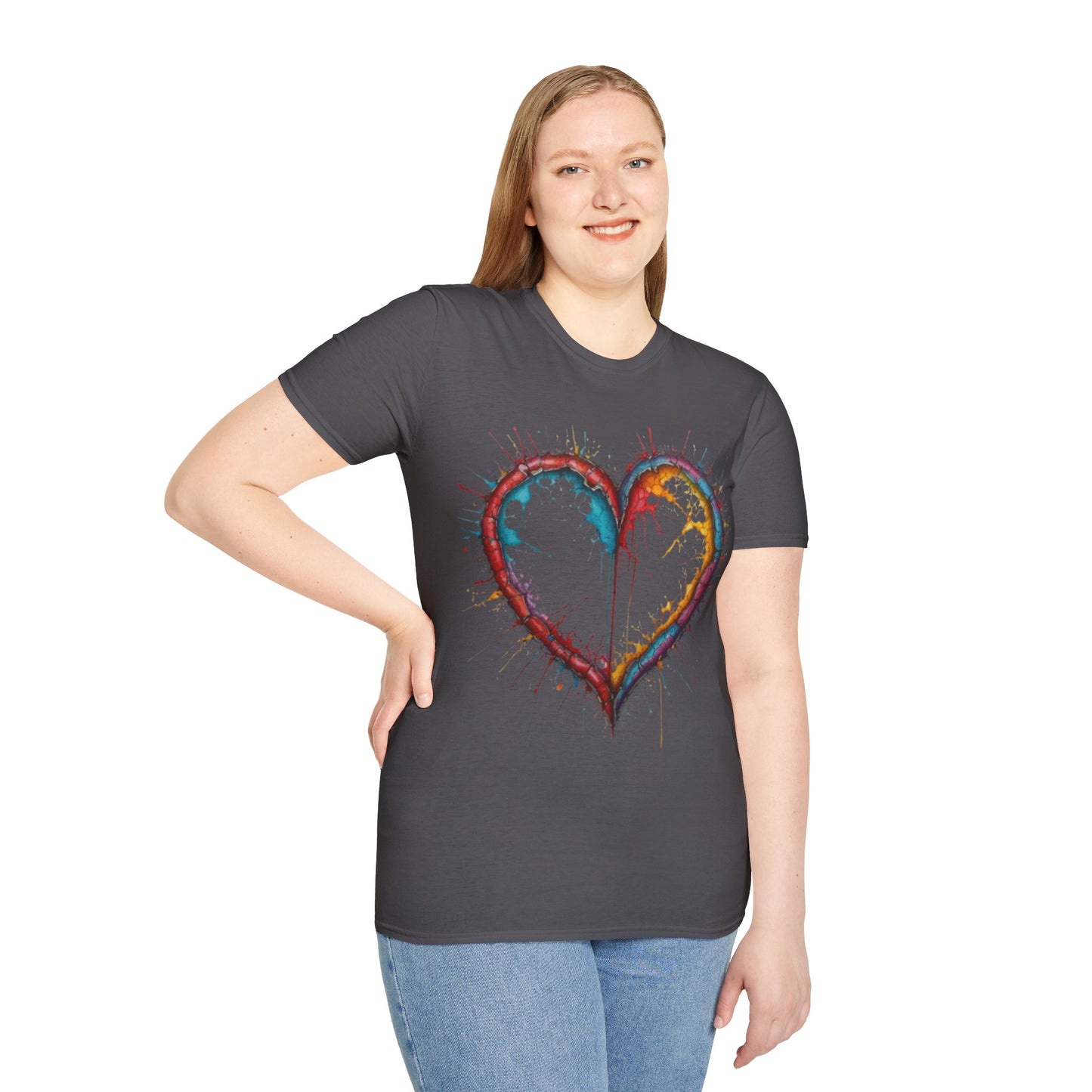 Hollow Colourful Messy Love Heart - Unisex T-Shirt