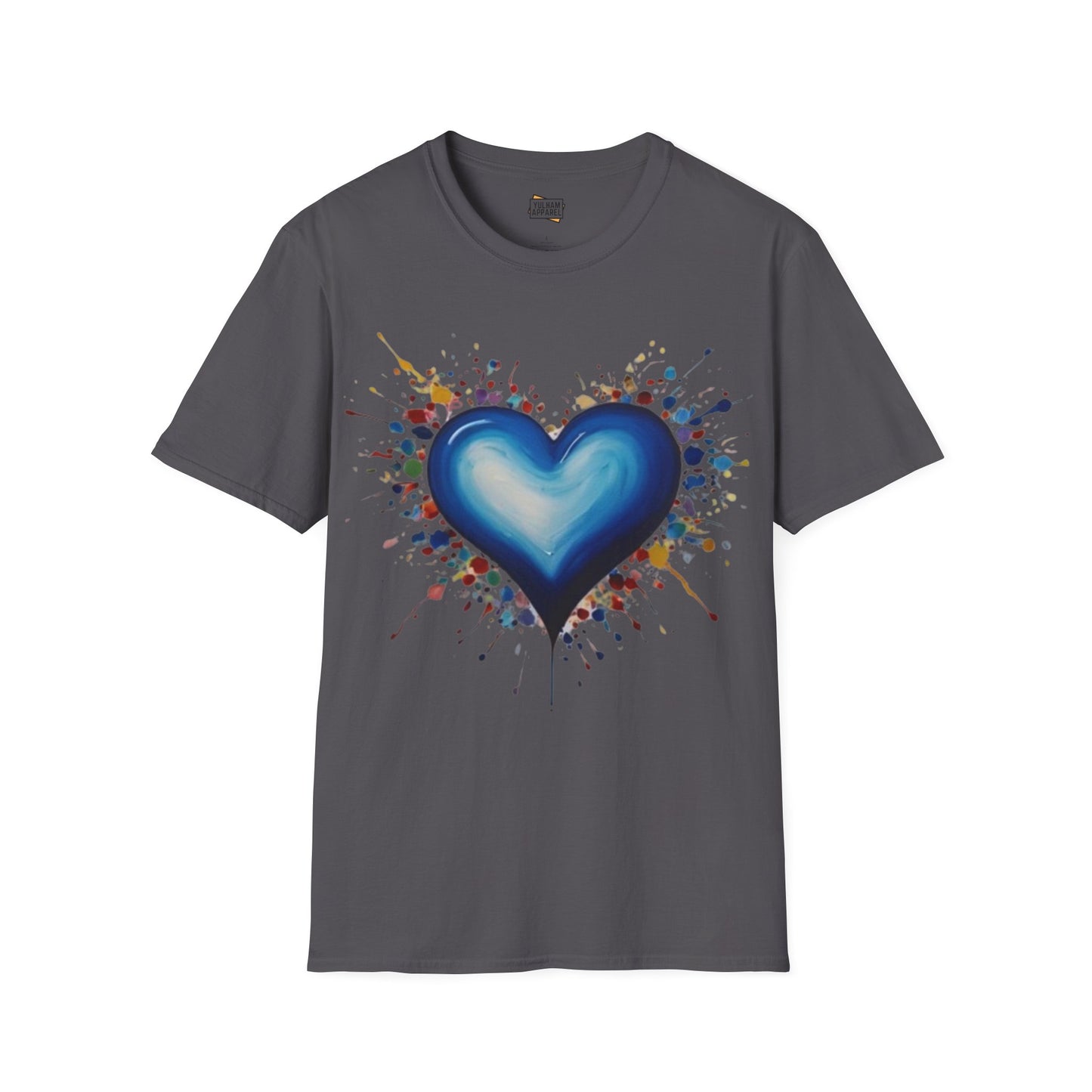 Messy Splatter Blue Love Heart - Unisex T-Shirt