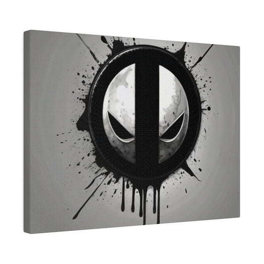 Deadpool Logo, Messy Artwork, Black and Silver - Matte Canvas, Stretched, 0.75"