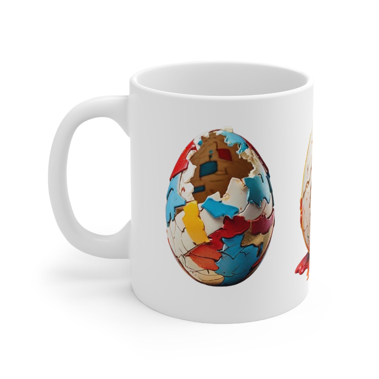 Colourful Cracked Eggs Artwork Mug - Ceramic Coffee Mug 11oz