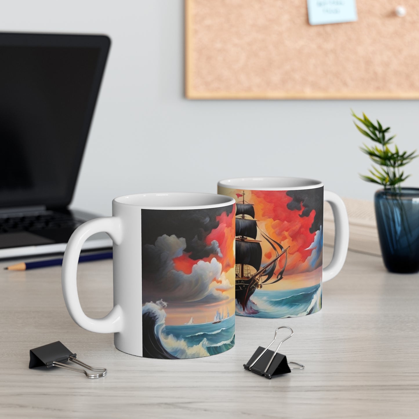 Colourful Black Pearl Artwork Mug - Ceramic Coffee Mug 11oz