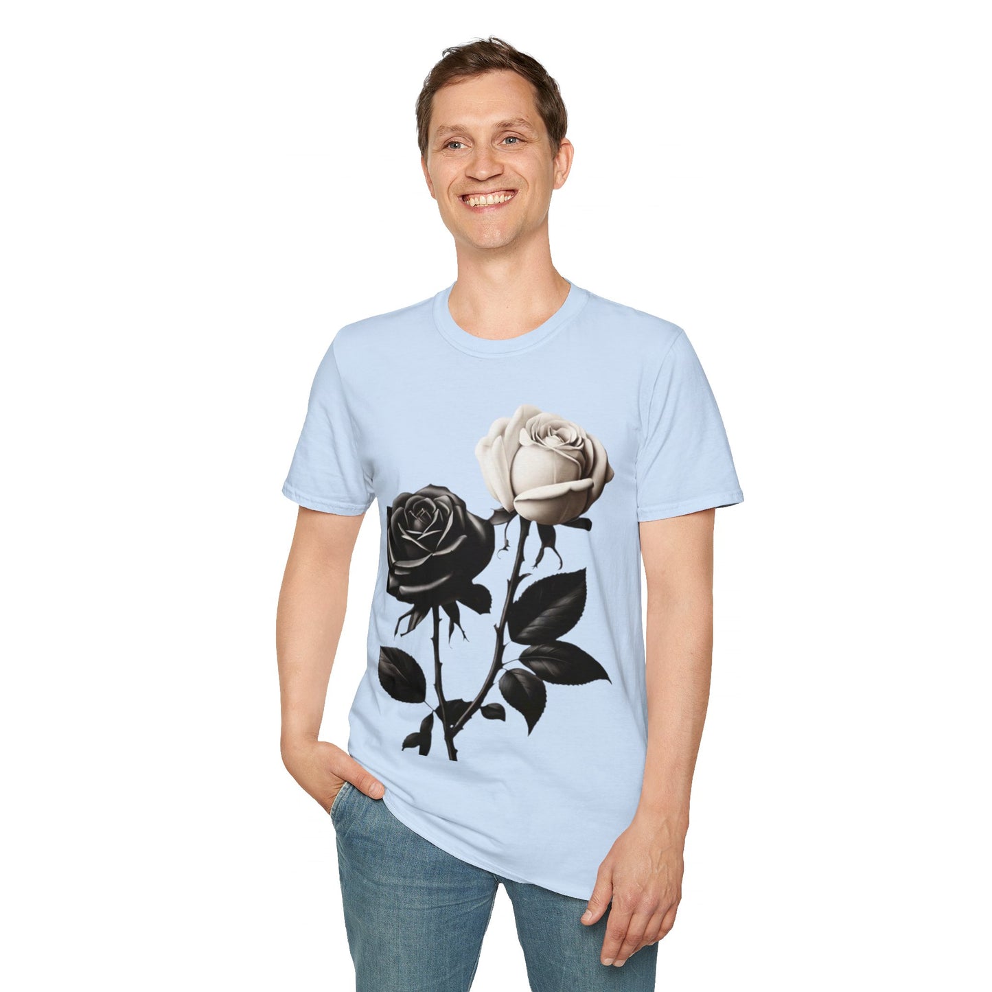 Black and White Rose - Unisex T-Shirt