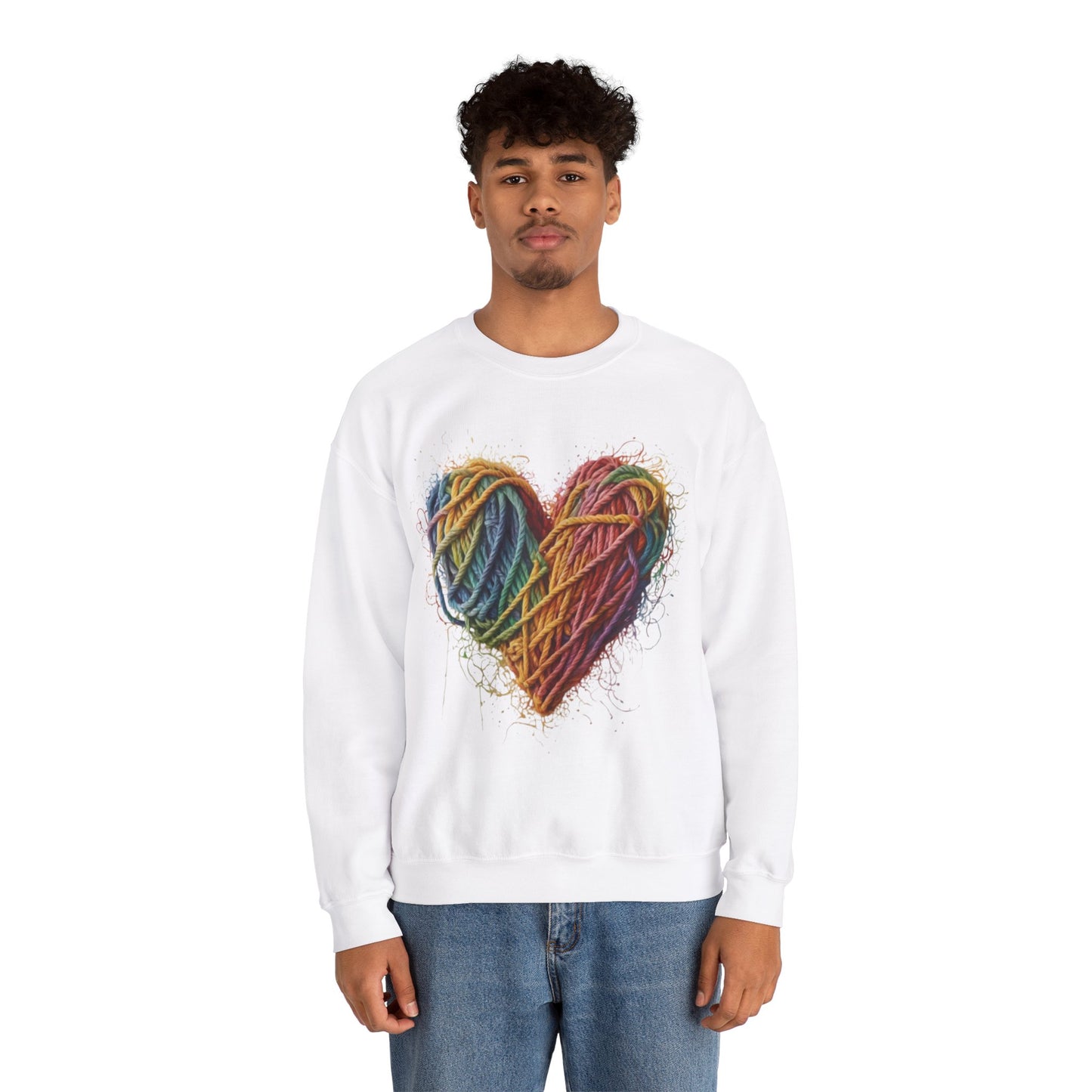 Multicoloured Ropes Love Heart - Unisex Crewneck Sweatshirt